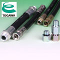 High pressure hydraulic hose made of rubber. Manufactured by Togawa Rubber Co., Ltd. Made in Japan (rubber hose supplier)